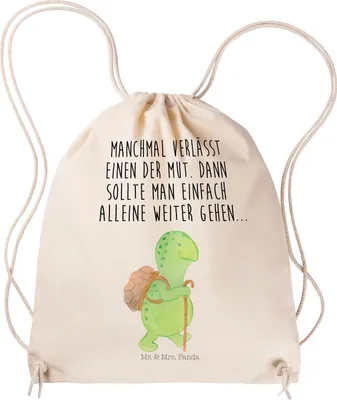 Produktbild von Mr. & Mrs. Panda Stoffrucksack Schildkröte Wanderer - Transparent - Geschenk, Rucksack, Stoffbeutel, gymnastiktasche, Motivationssprüche, Jutebeutel, Turnbeutel, Kleiner