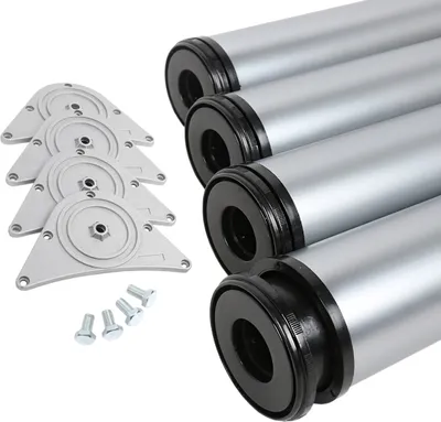 Produktbild von 4er Set Tischbeine Chrom matt ø 80mm Höhe 710mm Möbelfüße Tischstempel Metall