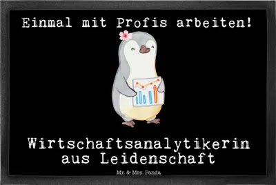 Produktbild von Mr. & Mrs. Panda Schmutzfangmatte Wirtschaftsanalytikerin Leidenschaft 40 x 60 cm - Schwarz - Geschenk, fußmatte, Schmutzfänger, Fussmatte, bodenmatte, Schmutzmatte
