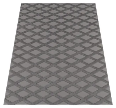 Produktbild von Teppich Wohnzimmer Schlafzimmer Kurzflor Boho Skandi Raute 3D Grau Anthrazit Grösse 160x220 cm