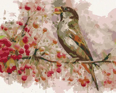 Produktbild von Zuty - Malen nach Zahlen - VOGEL UND VOGELBEEREN, 40x50 cm, mit Keilrahmen (bereits gespannt)
