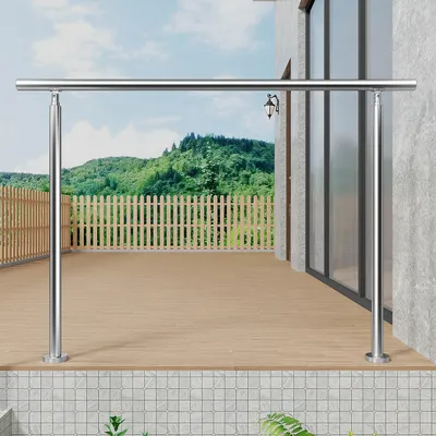 Produktbild von Handlauf Edelstahl Geländer Treppengeländer Eingangsgeländer für Treppen Innen und Außen – 150 cm Ohne Querstreben Silber