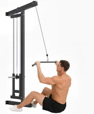 Produktbild von Rudermaschine für Training, wandmontiertes Fitnessgerät, Kabelmaschine für Heimfitnessstudio, Stahl, Schwarz