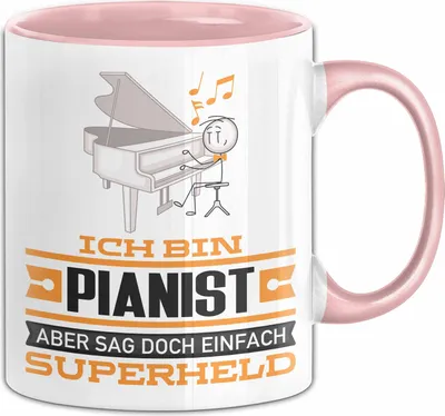 Produktbild von Pianist Geschenk Tasse Ich Bin Pianist Aber Sag Doch Einfach Superheld Lustige Geschenkdiee für Pianist Kaffee-Becher (Rosa)