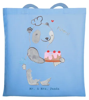 Produktbild von Mr. & Mrs. Panda Tragetasche Bär Kochen - Sky Blue - Geschenk, Tote Bag, Jutebeutel, Hobbyköchin, Schultasche, Hobbykoch, Laptoptasche, einkaufsshopper, Tasche