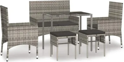 Produktbild von vidaXL 6-tlg. Garten-Lounge-Set mit Kissen Grau Poly Rattan