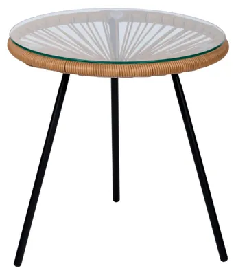 Produktbild von Beistelltisch Acapulco Wohnzimmertisch mit Glasplatte - Runder Couchtisch Ø45x45 cm - Moderner Tisch
