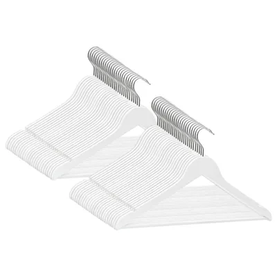 Image de vidaXL 50 pcs. Set de cintres Antidérapant Blanc Bois dur