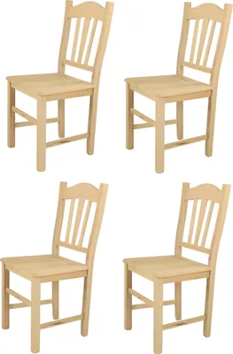 Image de t m c s Tommychairs - Set de 4 chaises SILVANA pour la cuisine et la salle à manger, structure robuste en bois de hêtre poli, non traité et 100% naturel, assise en bois poli