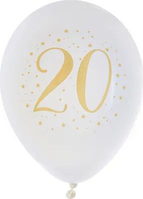 Produktbild von 8 Ballons Geburtstag 20 weiß gold