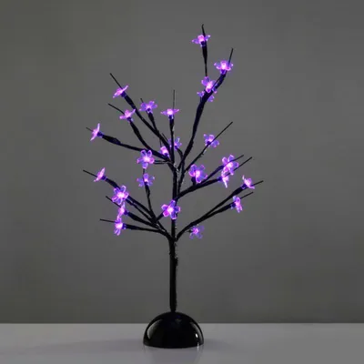 Produktbild von ACA Beleuchteter Tischbaum, 25 LEDs, 3 AA-Batterien, lila, IP20, 10 x 10 x 45 cm, X1025811