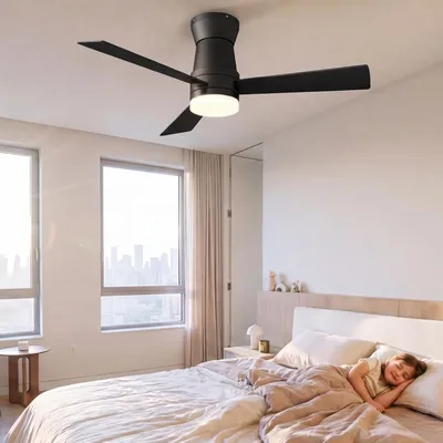Imagen del producto de Ventilador de techo Moonbite con luz, 52 pulgadas, ventilador de techo de 3 aspas con motor DC y iluminación LED, ventilador de techo con luz regulable, ideal para dormitorios y salones