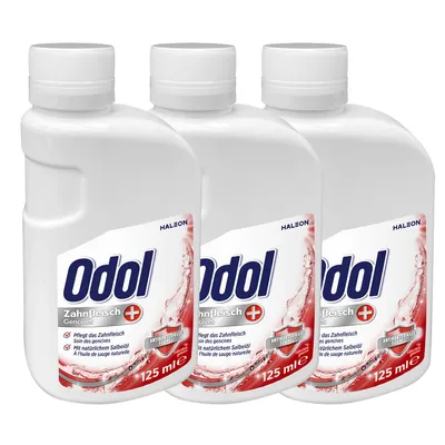 Produktbild von Odol med 3 Zahnfleisch und Mundwasser ohne Alkohol 125ml 3er Pack