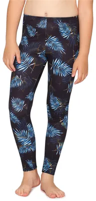 Image de Leggings longs en coton pour fille Merry Style MS10-337 (bleu marine/feuilles bleues, 122)