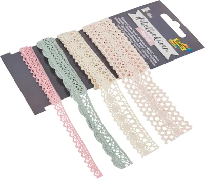 Produktbild von folia Häkelbordüren-Set "Pastell" 4 x 1 m