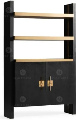Produktbild von Schrank mit Regale Holzschrank Schranke Holz Schwarz Design Gold Neu