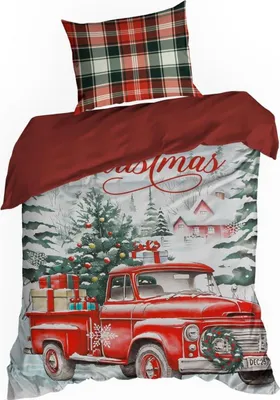 Produktbild von EUROFIRANY | Weihnachtsbettwäsche - Bettgarnitur - 140 X 200 cm - rot grün - Baumwolle - Weihnachtsmotiv - Bettbezug und Kissenbezug