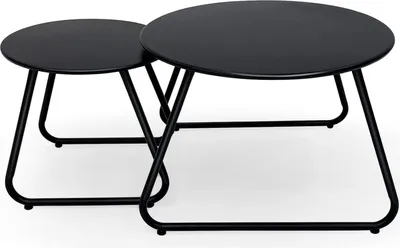Produktbild von Fokebel Patio Outdoor Couchtisch Set 2er Pack Schwarz