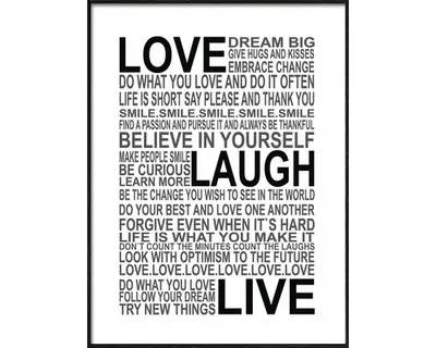 Produktbild von Gerahmtes Bild Love-Laugh-Live 33x43 cm
