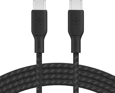 Produktbild von Belkin geflochtenes USB-C/USB-C Kabel 100W 2m schw. CAB014bt2MBK