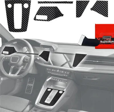 Image de Films de protection 5 en 1 Grizz Protector pour console centrale et tableau de bord - Audi S3 8Y (2020-2025) aspect carbone brillant
