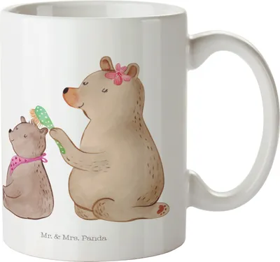 Produktbild von Mr. & Mrs. Panda Plastikbecher Bär Kind - Weiß - Geschenk, Muttertag, Mutter, Haferl, Trinklernbecher, Familie, Schulkind Tasse, Mama, Pott, Mehrwegbecher, Beste