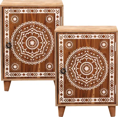 Image de lot de 2 meubles boho table de chevet commode table de chevet Boumia