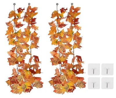 Produktbild von Herbstgirlande Ahornblätter 2 Stück 175 cm Dunkelrot/Gelb/Braun Seide/Kunststoff
