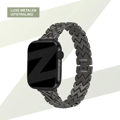 Produktbild von Bandz Metall-Armband 'V-Type' passend für Apple Watch (Series 12/11/10), (SE 3/2/1), (Series 9/8/7/6/5/4) - 38/40/41/42mm - Schwarz