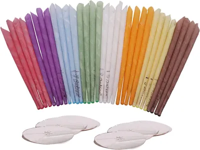 Produktbild von Natürliche Ohrkerzen, Bienenwachs, Kerzenzapfen, 48 Stück (Zufällige Farbe), 100 % organisch, ungiftig, Zylinderduft, hohle Kegelkerzen