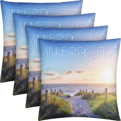 Obrázek produktu pro Venkovní polštářek 4-pack ( 45 x 45 cm ) "Anchorage" dekorativní polštářek s fototiskem - zapínání na zip - nečistoty odpuzující vodu ze zahrady - snímatelný potah polštářku
