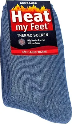 Produktbild von BRUBAKER 2 Paar Heat my Feet Uni Thermo Socken Blau Größe 39-42