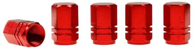 Immagine prodotto di Tappi per valvole, esagonali in alluminio, 5 pezzi, rosso
