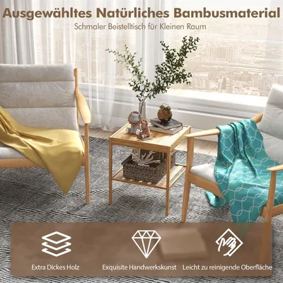 Produktbild von Bambus-Nachttische, 2er-Set, 2-stöckig, 40 x 40 x 45 cm