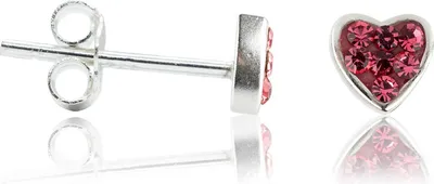 Produktbild von Ohrstecker 925 Sterling Silber Herz mit Zirkonia in verschiedenen Farben Farbe - Rosa