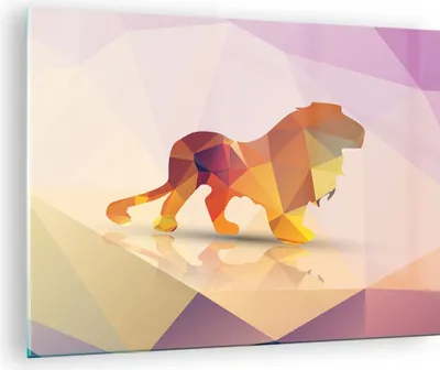 Produktbild von Bilder auf glas - Löwe Illustration modern - 70x50cm - Glasbilder - Wandbilder - Kunstdruck - zum Aufhängen bereit - Wanddekoration aus Glas - Glas Bilder - Wandbild auf Glas - GAA70x50-2804