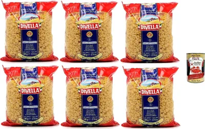 Produktbild von Divella Pasta 100% Italienisch Margheritine 60, Nudeln aus Hartweizengrieß, Kochen 7 Minuten 6x 500g + Italian Gourmet polpa 400g