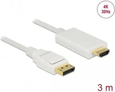 Produktbild von Kabel DisplayPort 1.2 Stecker > HDMI-A Stecker 3 m weiß 4K Delock