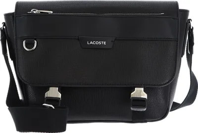 Produktbild von LACOSTE Leder Umhängetasche Messenger Bag Noir schwarz