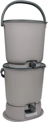 Produktbild von Skaza Bokashi Essential Biomülleimer Küche Set (2 x 15,3 Liter) + Base - Komposteimer Küche und Garten aus recyceltem Kunststoff - Starter Set + incl. 1 kg Fermentation Starter - Hellgrau