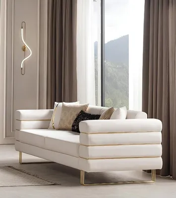 Zdjęcie produktu dla Stylowy zestaw do salonu: sofa 3-osobowa i 1-osobowa, nowoczesna sofa i miękki fotel, 2 elementy