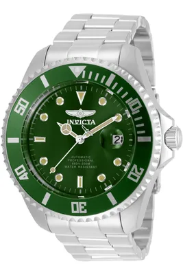 Obrázek produktu pro Invicta Pro Diver 35719 Pánské Hodinky - Automatické Hnutí - Nerezová Ocel s Zeleným Ciferníkem - 47 mm