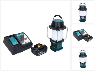 Zdjęcie produktu dla Makita DMR 055 RG1 radiotelefon akumulatorowy 18 V FM z latarką 360° + 1x akumulator 6,0 Ah + ładowarka