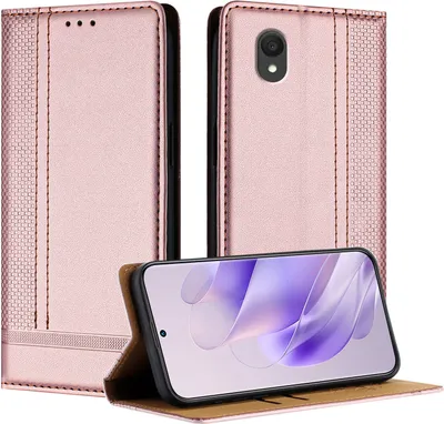 Produktbild von Handyhülle für TCL 201 Leder Flip Klappbare Schutzhülle mit Standfunktion Pink