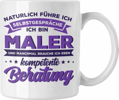 Produktbild von Trendation -  Lustige Tasse für Maler Geschenk Natürlich führe Ich Selbstgespräche (Weiß)