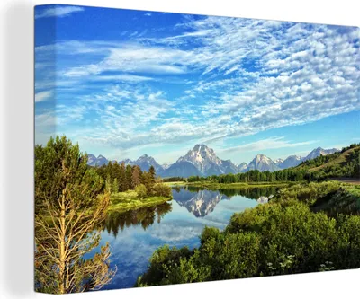Obrázok produktu pre OneMillionCanvasses® - Obrazy na plátne - 140x90 cm, Zelená krajina vo Wyomingu, Nástenná umelecká tlač Nástenná dekorácia