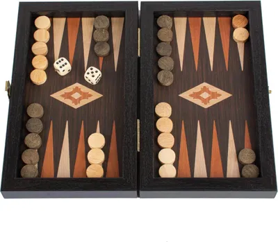 Image de Jeu de backgammon Manopoulos – aspect wengé – compact et raffiné (30 x 17 cm)