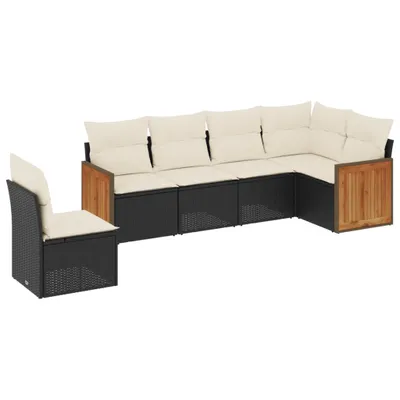 Immagine prodotto di vidaXL Set di divani da giardino a 6 pezzi con cuscini in rattan nero