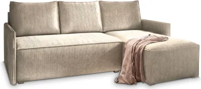 Produktbild von Masseno Ecksofa PERUSI mit Schlaffunktion L-Form, Sofa mit Bettkasten, Wohnzimmersofa, Couch, Soffa, Bettsofa, Couchgarnitur- Beige, POSO 02