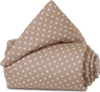 Produktbild von babybay Nestchen Organic Baumwolle passend für Modell Maxi, Boxspring, Comfort und Comfort Plus, hellbraun Sterne weiß